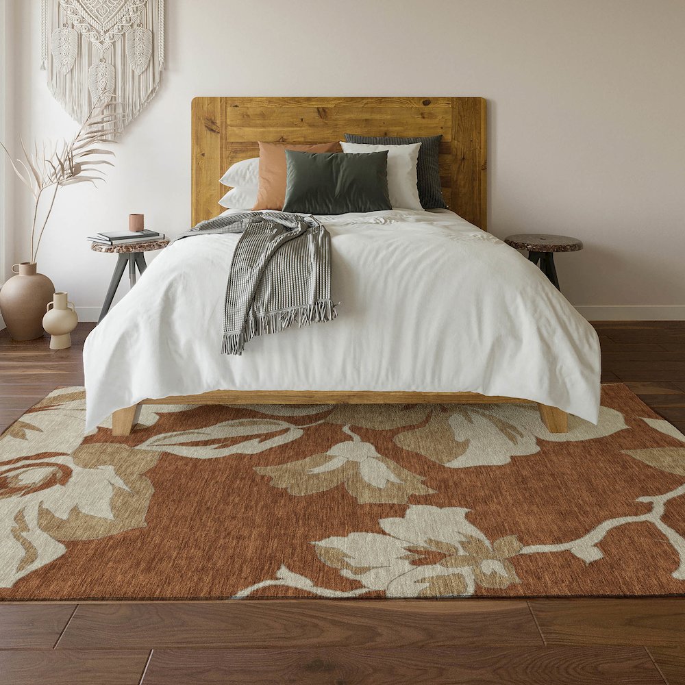 Premium Machine Washable Mayfield AMF857 Terracotta 2'6" x 3'10" Rug. Picture 6