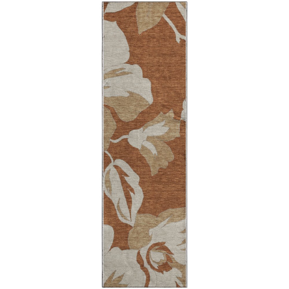 Premium Machine Washable Mayfield AMF857 Terracotta 2'3" x 7'6" Runner Rug. Picture 1
