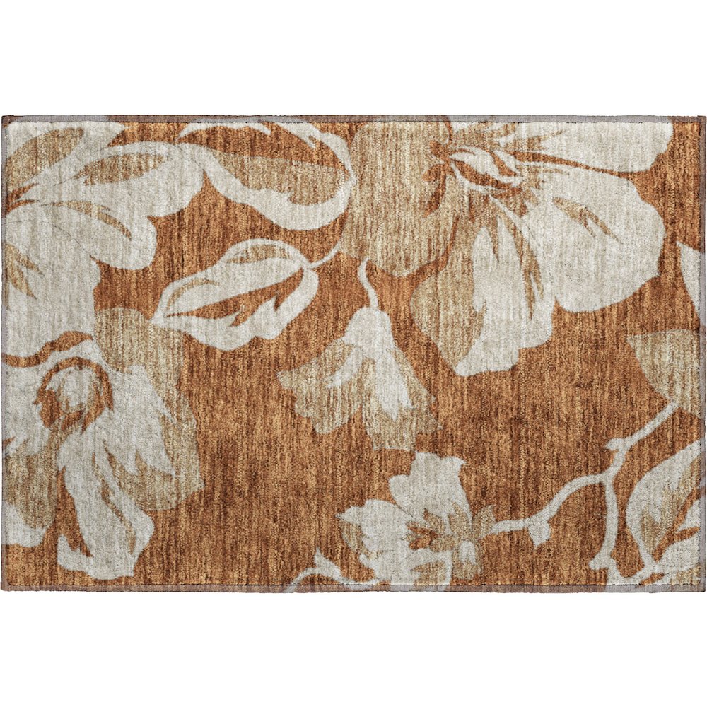 Premium Machine Washable Mayfield AMF857 Terracotta 1'8" x 2'6" Rug. Picture 1