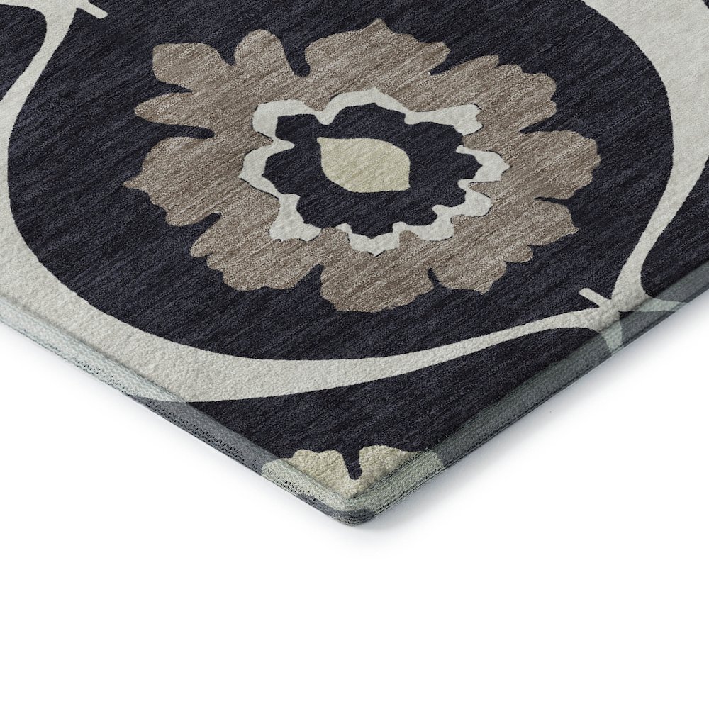 Premium Machine Washable Mayfield AMF858 Black 1'8" x 2'6" Rug. Picture 3
