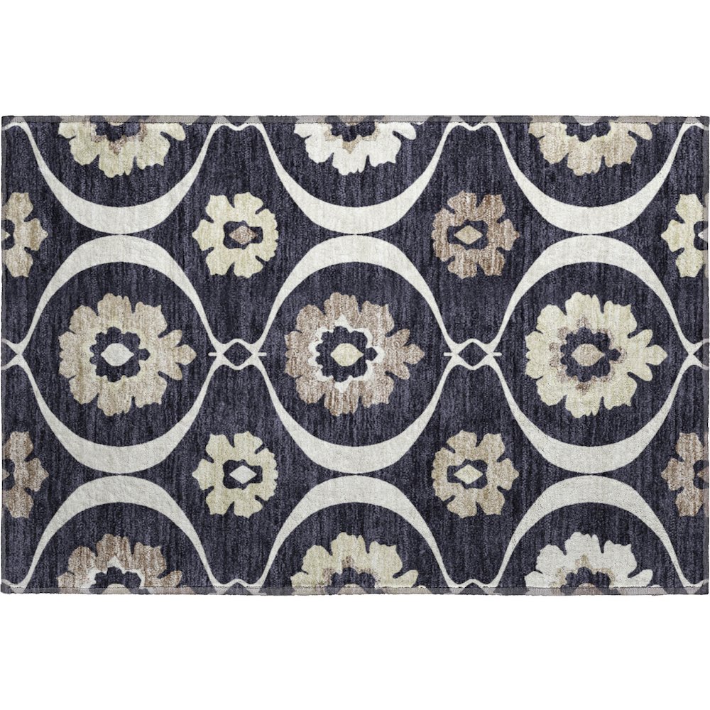 Premium Machine Washable Mayfield AMF858 Black 1'8" x 2'6" Rug. Picture 1