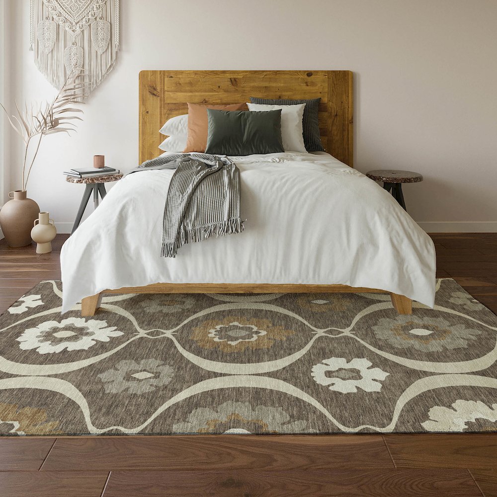 Premium Machine Washable Mayfield AMF858 Brown 2'6" x 3'10" Rug. Picture 6
