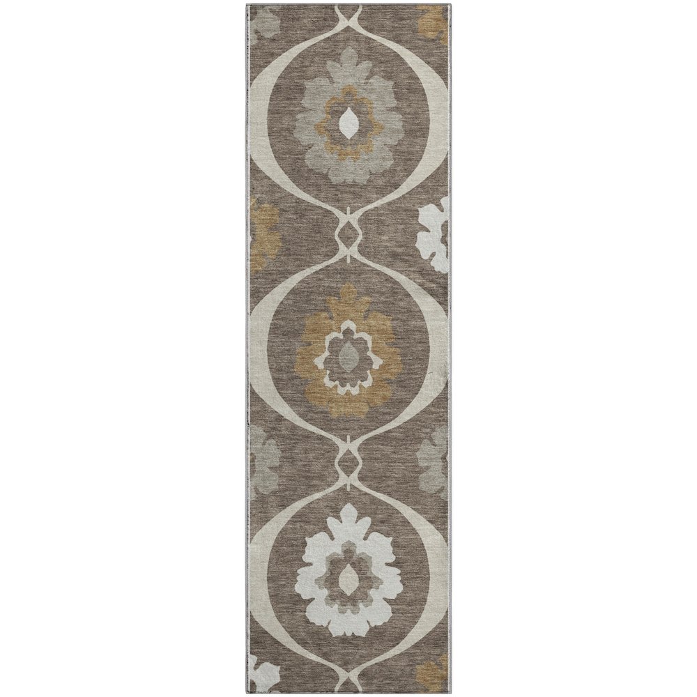 Premium Machine Washable Mayfield AMF858 Brown 2'3" x 7'6" Runner Rug. Picture 1