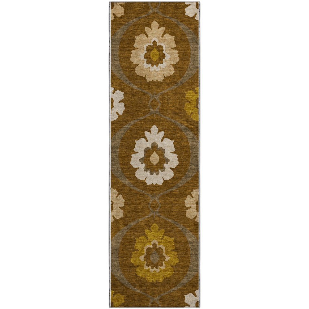Premium Machine Washable Mayfield AMF858 Mocha 2'3" x 7'6" Runner Rug. Picture 1