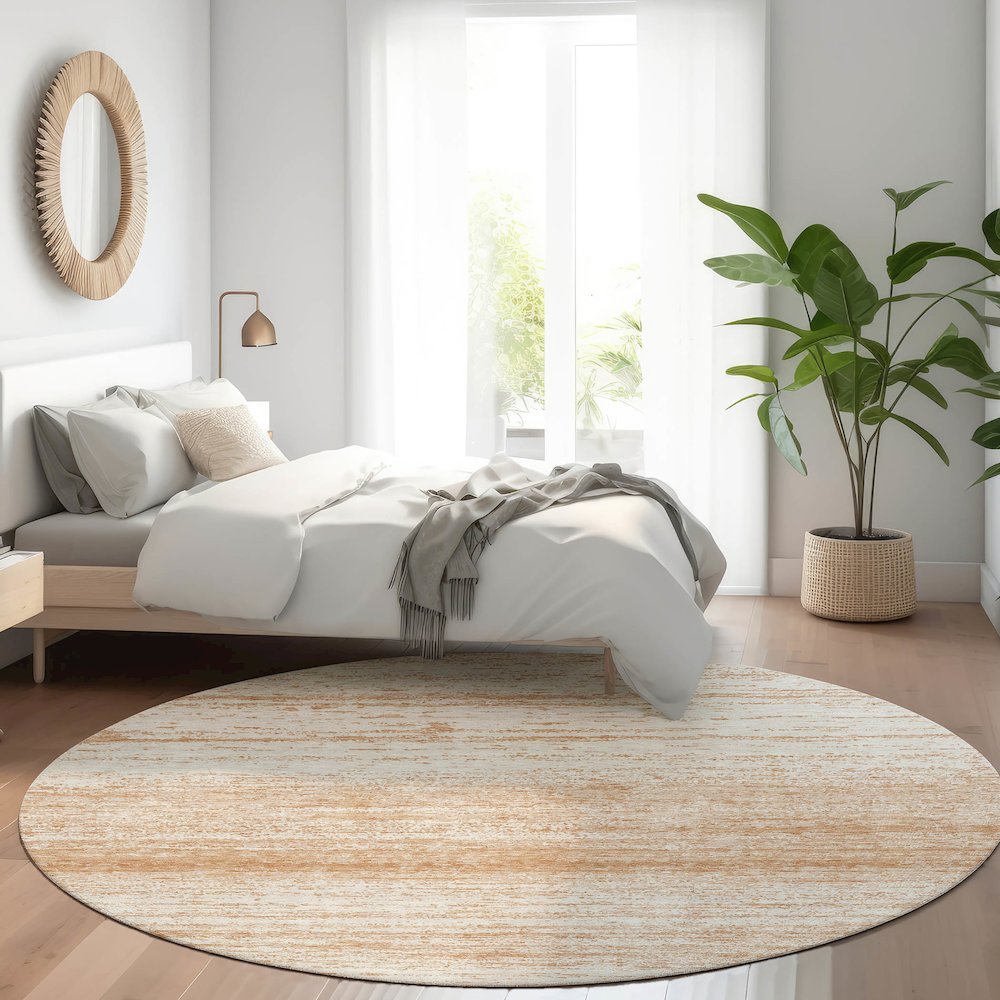 Premium Machine Washable Mayfield AMF859 Copper 8' x 8' Round Rug. Picture 5