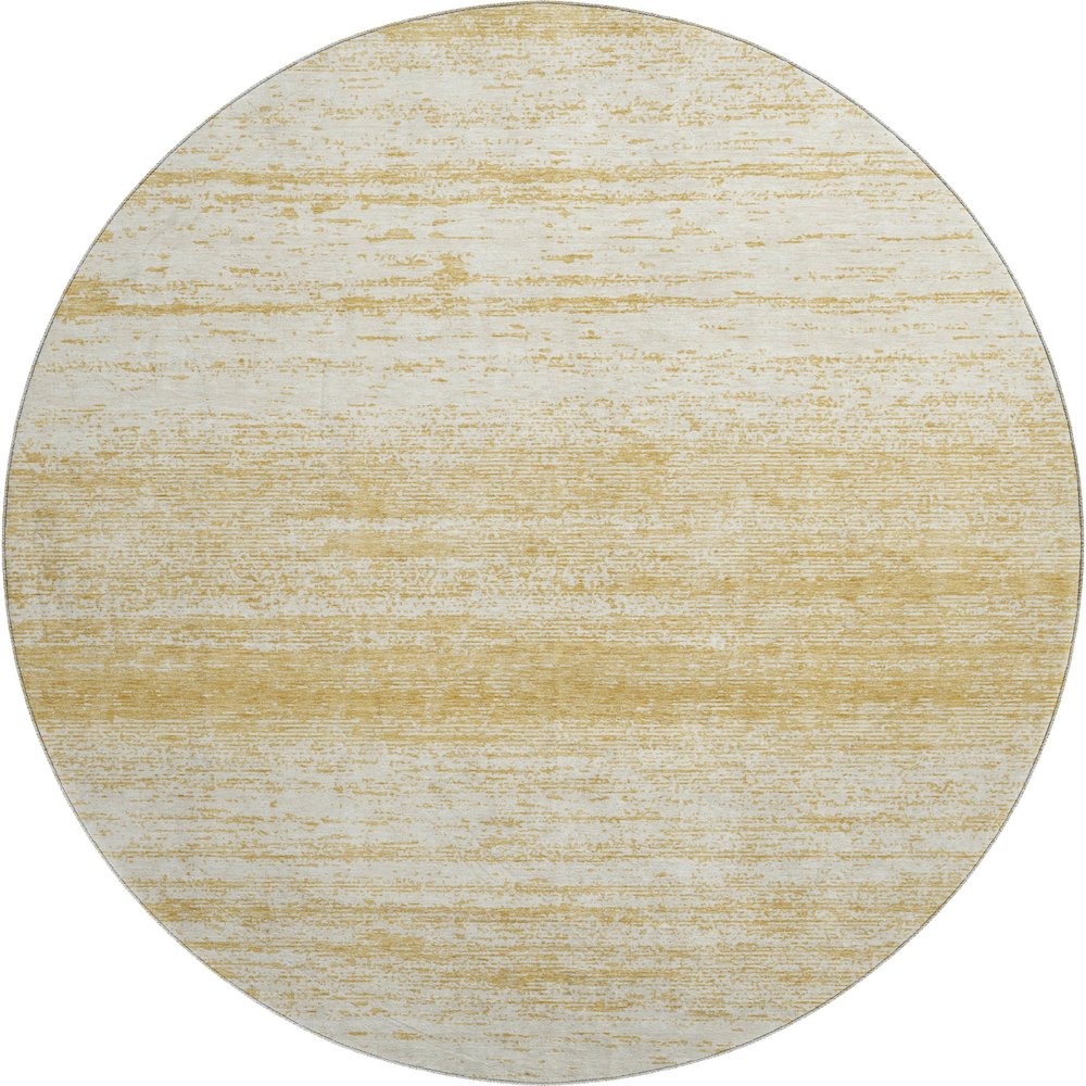 Premium Machine Washable Mayfield AMF859 Gold 8' x 8' Round Rug. Picture 1