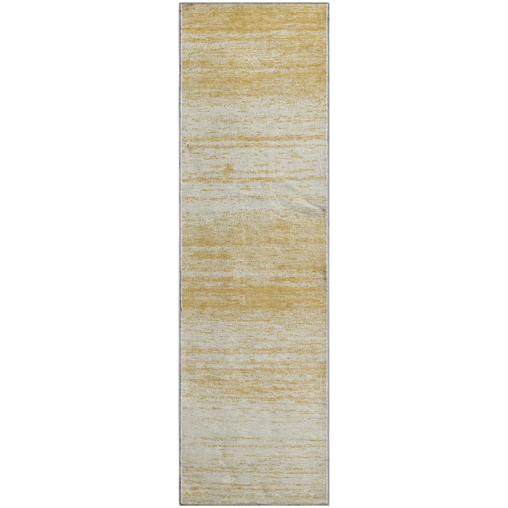 Premium Machine Washable Mayfield AMF859 Gold 2'3" x 7'6" Runner Rug. Picture 1