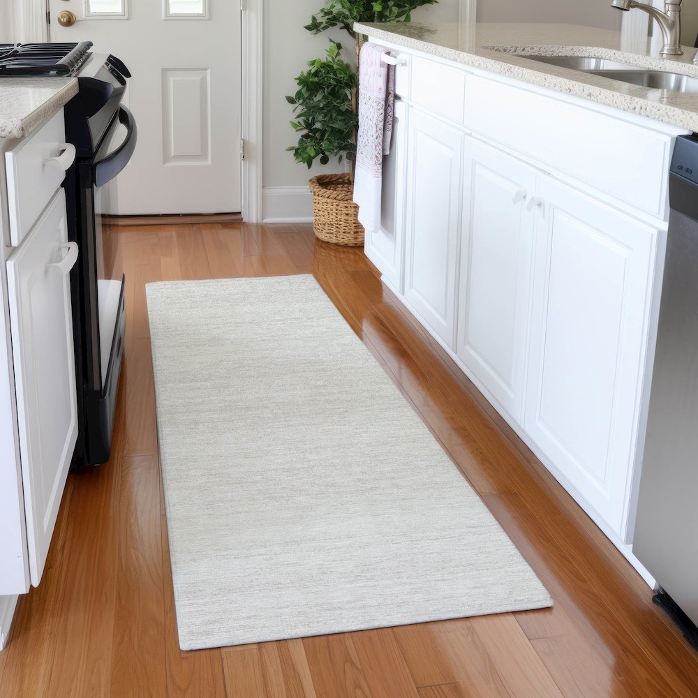 Premium Machine Washable Mayfield AMF859 Ivory 2'3" x 7'6" Runner Rug. Picture 5