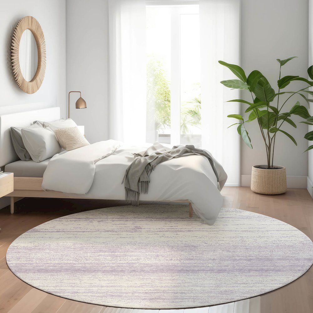 Premium Machine Washable Mayfield AMF859 Lavender 8' x 8' Round Rug. Picture 5