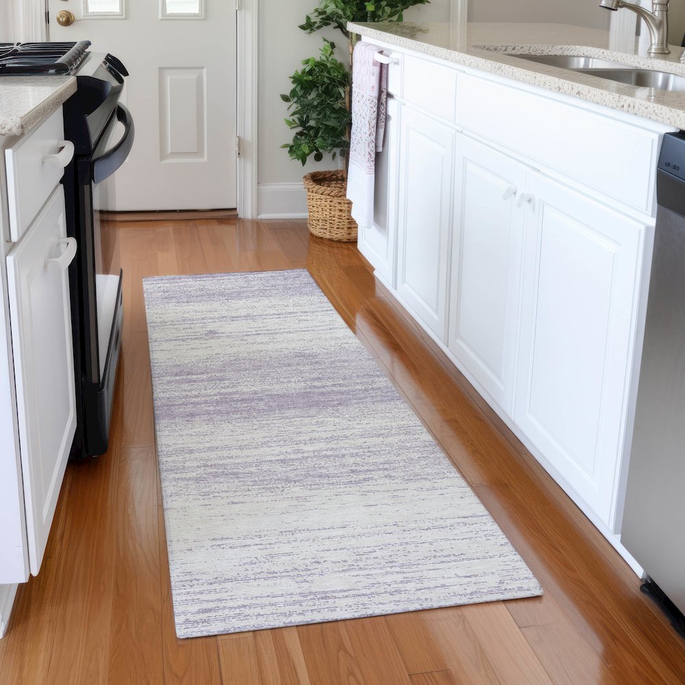 Premium Machine Washable Mayfield AMF859 Lavender 2'3" x 7'6" Runner Rug. Picture 5