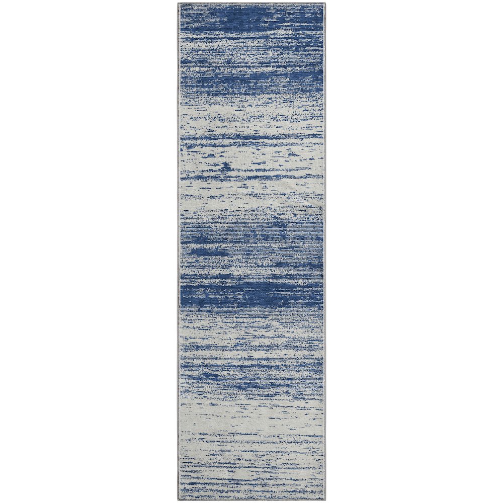 Premium Machine Washable Mayfield AMF859 Navy 2'3" x 7'6" Runner Rug. Picture 1