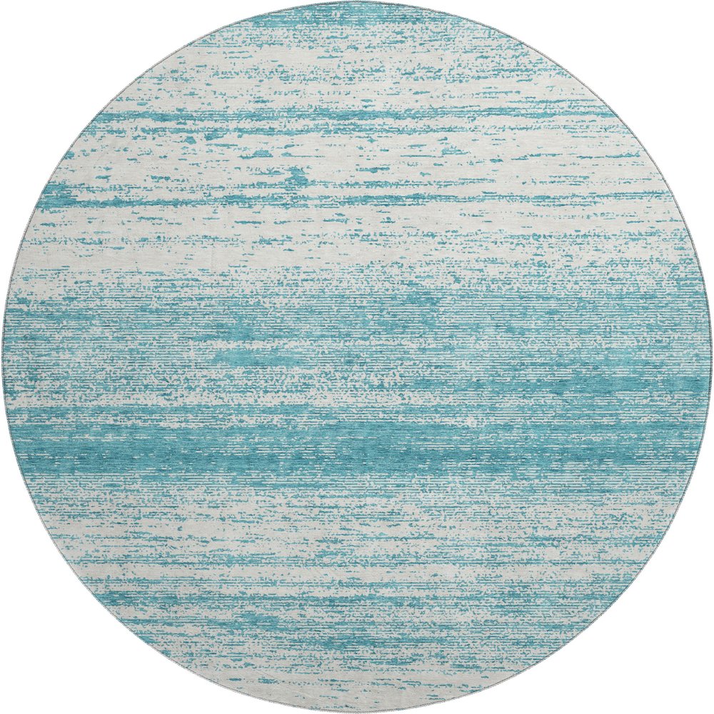 Premium Machine Washable Mayfield AMF859 Teal 8' x 8' Round Rug. Picture 1
