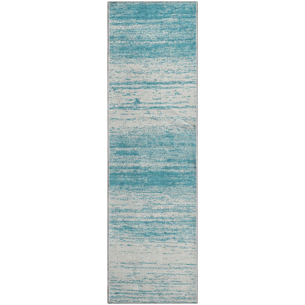 Premium Machine Washable Mayfield AMF859 Teal 2'3" x 7'6" Runner Rug. Picture 1