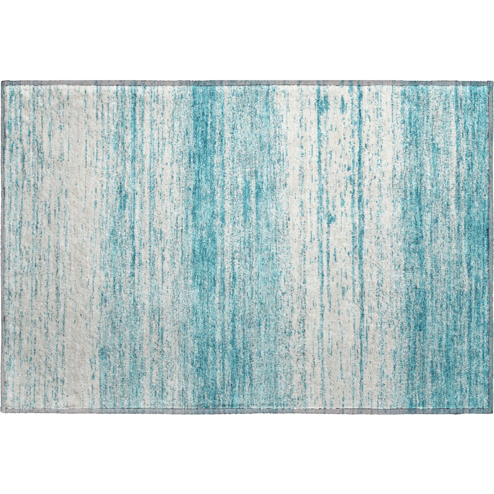Premium Machine Washable Mayfield AMF859 Teal 1'8" x 2'6" Rug. Picture 1