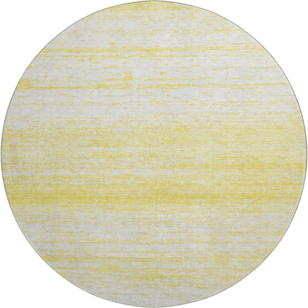 Premium Machine Washable Mayfield AMF859 Yellow 8' x 8' Round Rug. Picture 1