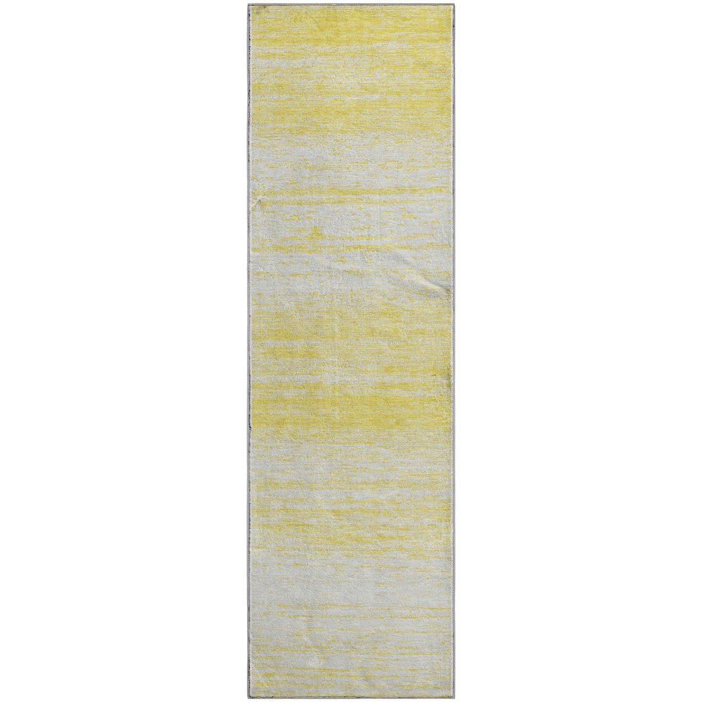 Premium Machine Washable Mayfield AMF859 Yellow 2'3" x 7'6" Runner Rug. Picture 1