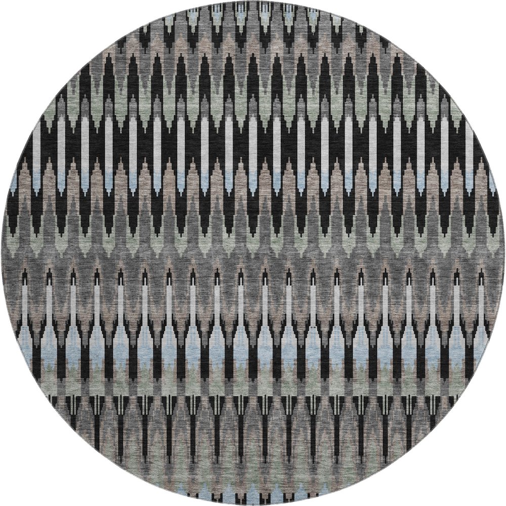 Premium Machine Washable Mayfield AMF860 Black 8' x 8' Round Rug. Picture 1