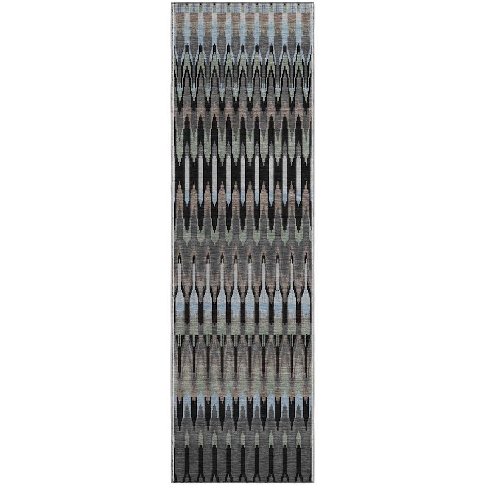 Premium Machine Washable Mayfield AMF860 Black 2'3" x 7'6" Runner Rug. Picture 1