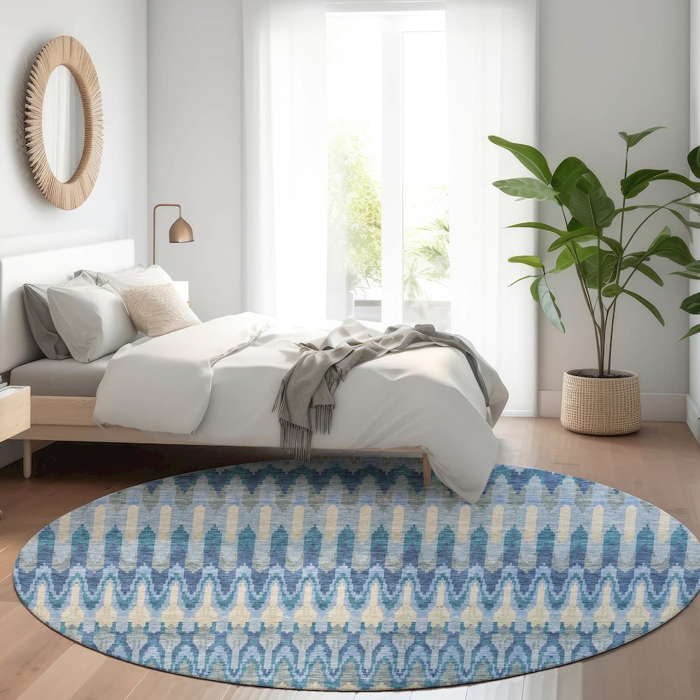 Premium Machine Washable Mayfield AMF860 Denim 8' x 8' Round Rug. Picture 5