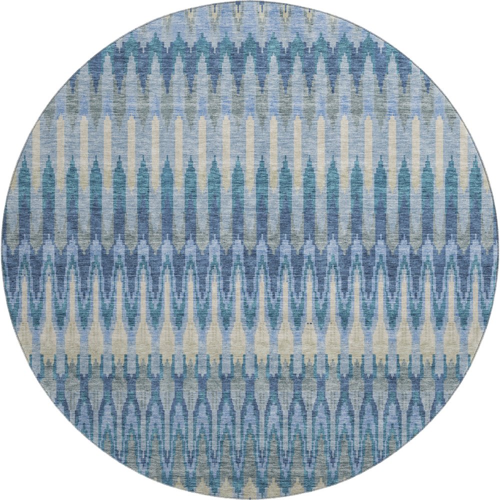 Premium Machine Washable Mayfield AMF860 Denim 8' x 8' Round Rug. Picture 1