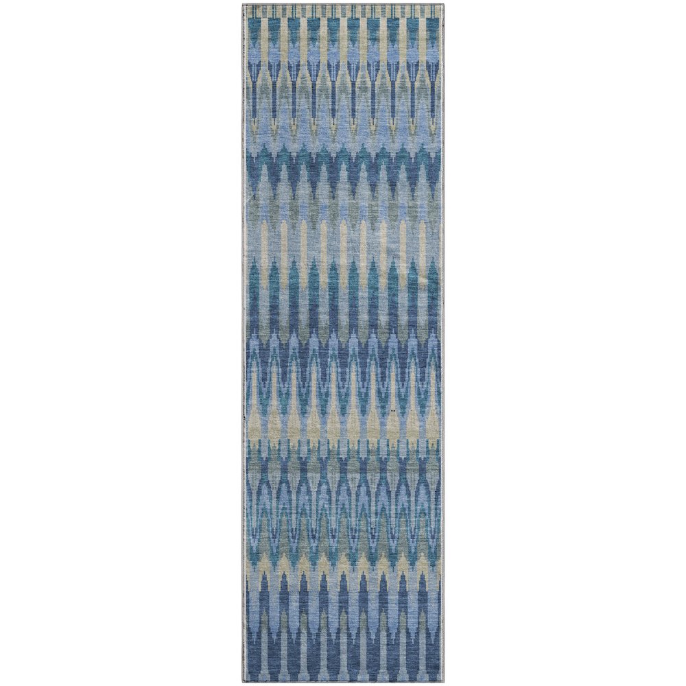 Premium Machine Washable Mayfield AMF860 Denim 2'3" x 7'6" Runner Rug. Picture 1