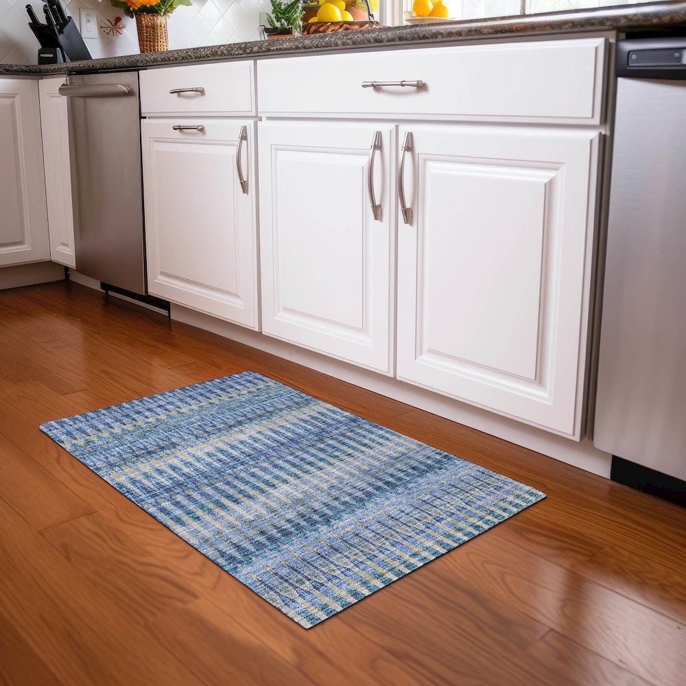 Premium Machine Washable Mayfield AMF860 Denim 1'8" x 2'6" Rug. Picture 5