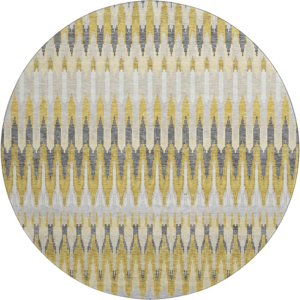 Premium Machine Washable Mayfield AMF860 Gold 8' x 8' Round Rug. Picture 1
