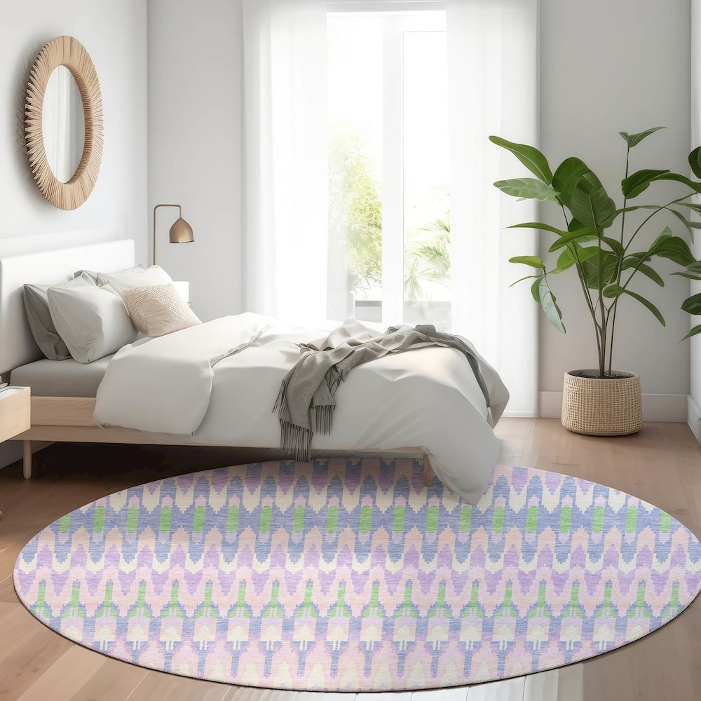 Premium Machine Washable Mayfield AMF860 Lavender 8' x 8' Round Rug. Picture 5