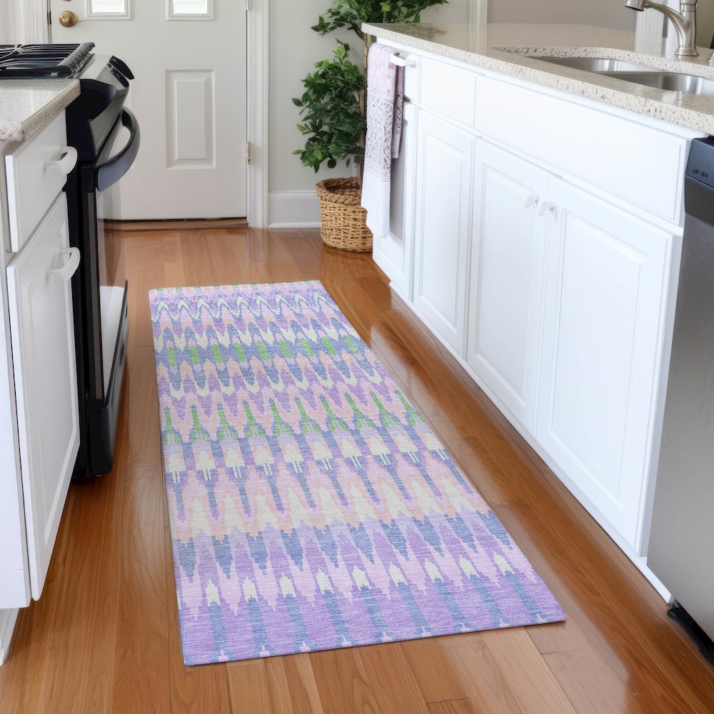Premium Machine Washable Mayfield AMF860 Lavender 2'3" x 7'6" Runner Rug. Picture 5
