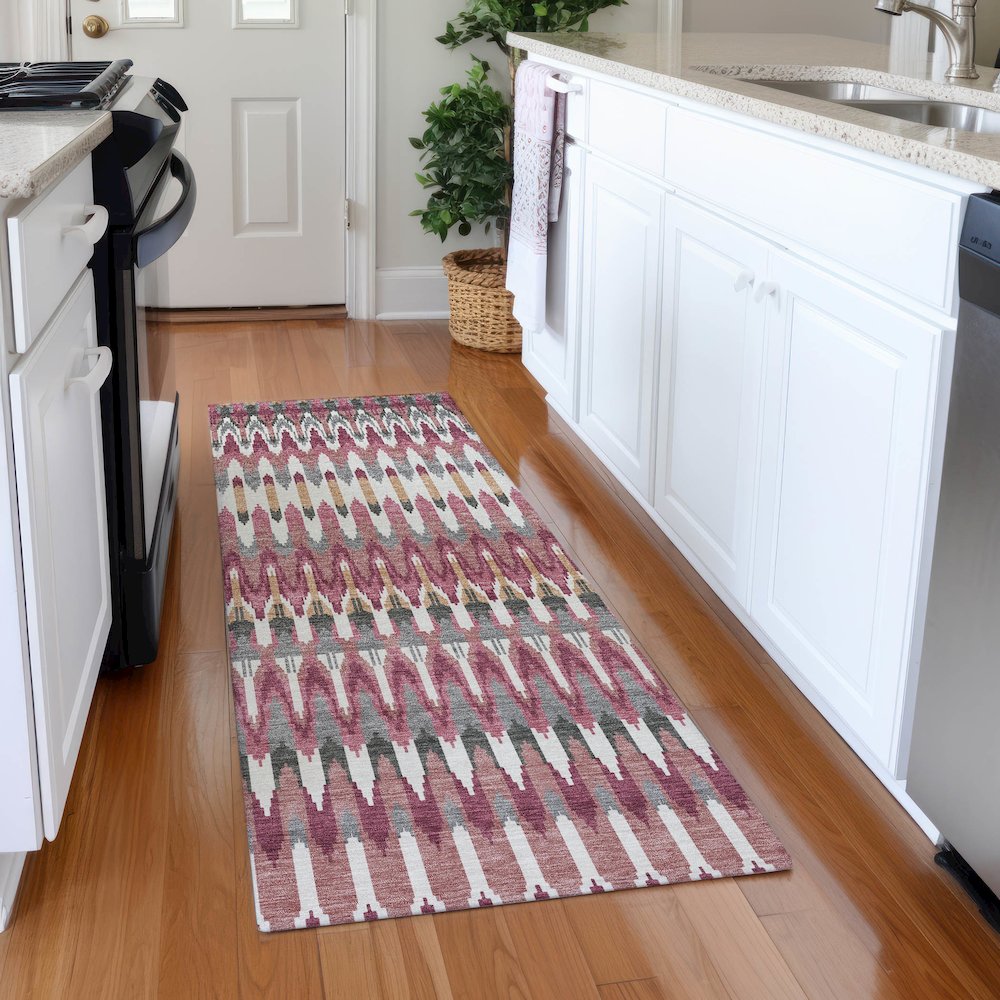 Premium Machine Washable Mayfield AMF860 Mauve 2'3" x 7'6" Runner Rug. Picture 5
