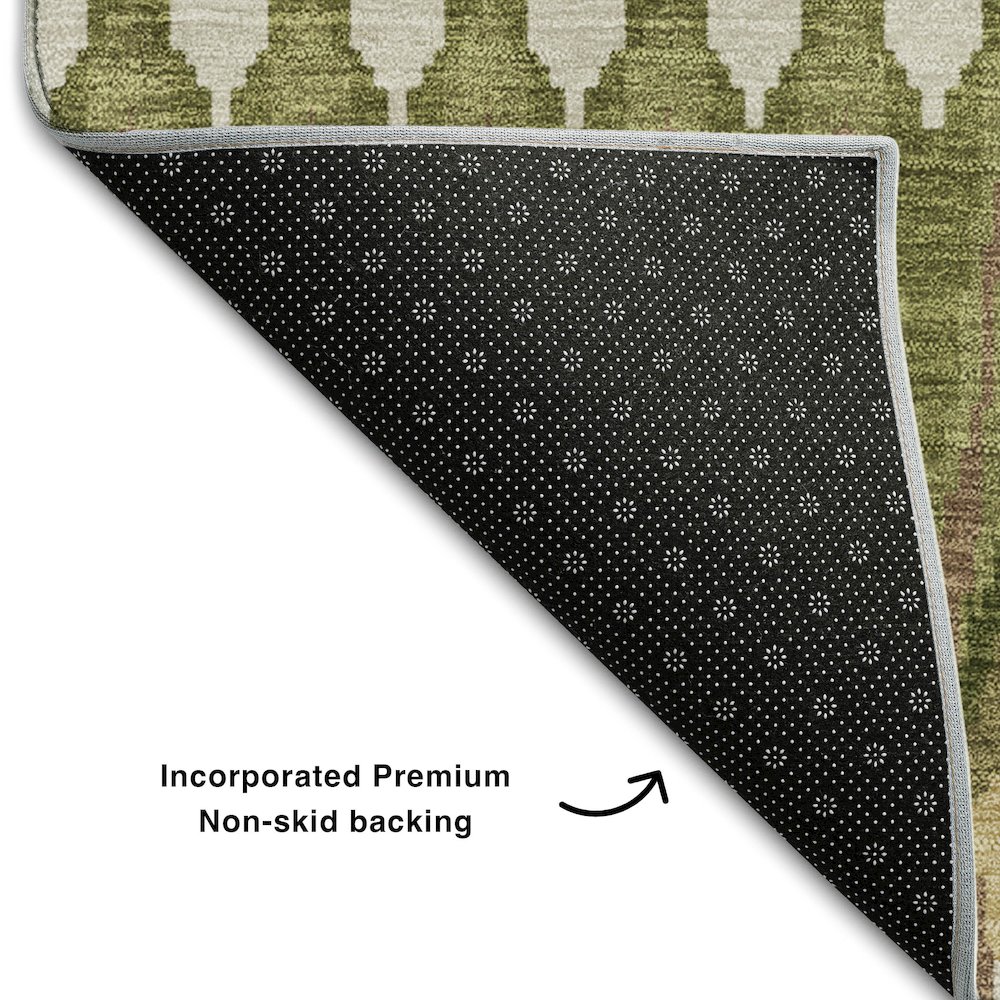 Premium Machine Washable Mayfield AMF860 Olive 1'8" x 2'6" Rug. Picture 2