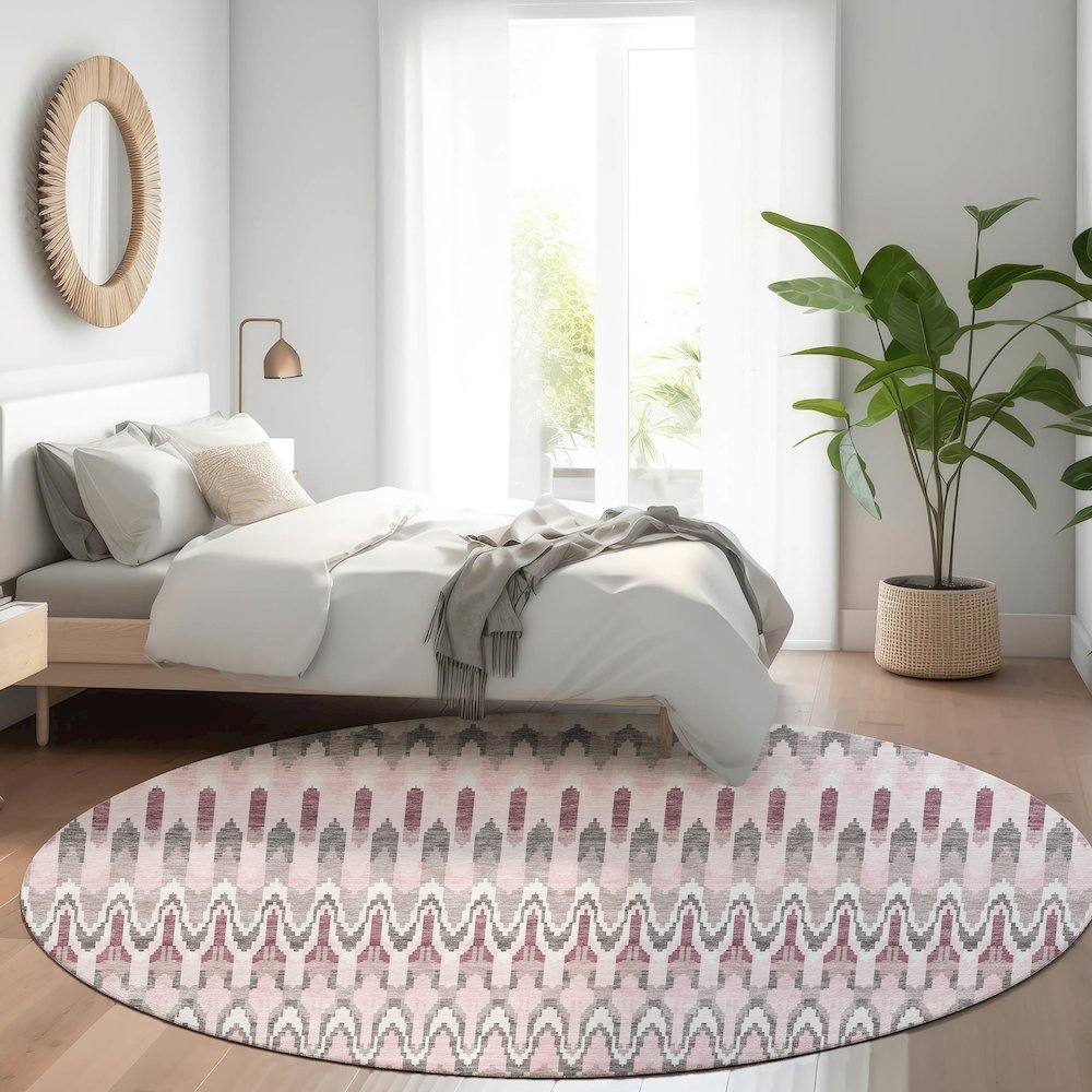 Premium Machine Washable Mayfield AMF860 Pink 8' x 8' Round Rug. Picture 5