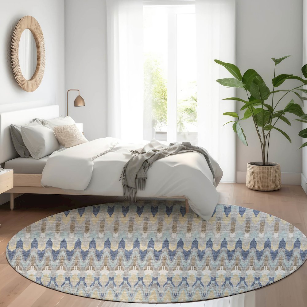 Premium Machine Washable Mayfield AMF860 Taupe 8' x 8' Round Rug. Picture 5