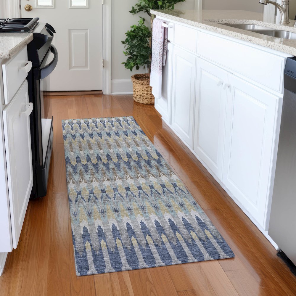 Premium Machine Washable Mayfield AMF860 Taupe 2'3" x 7'6" Runner Rug. Picture 5