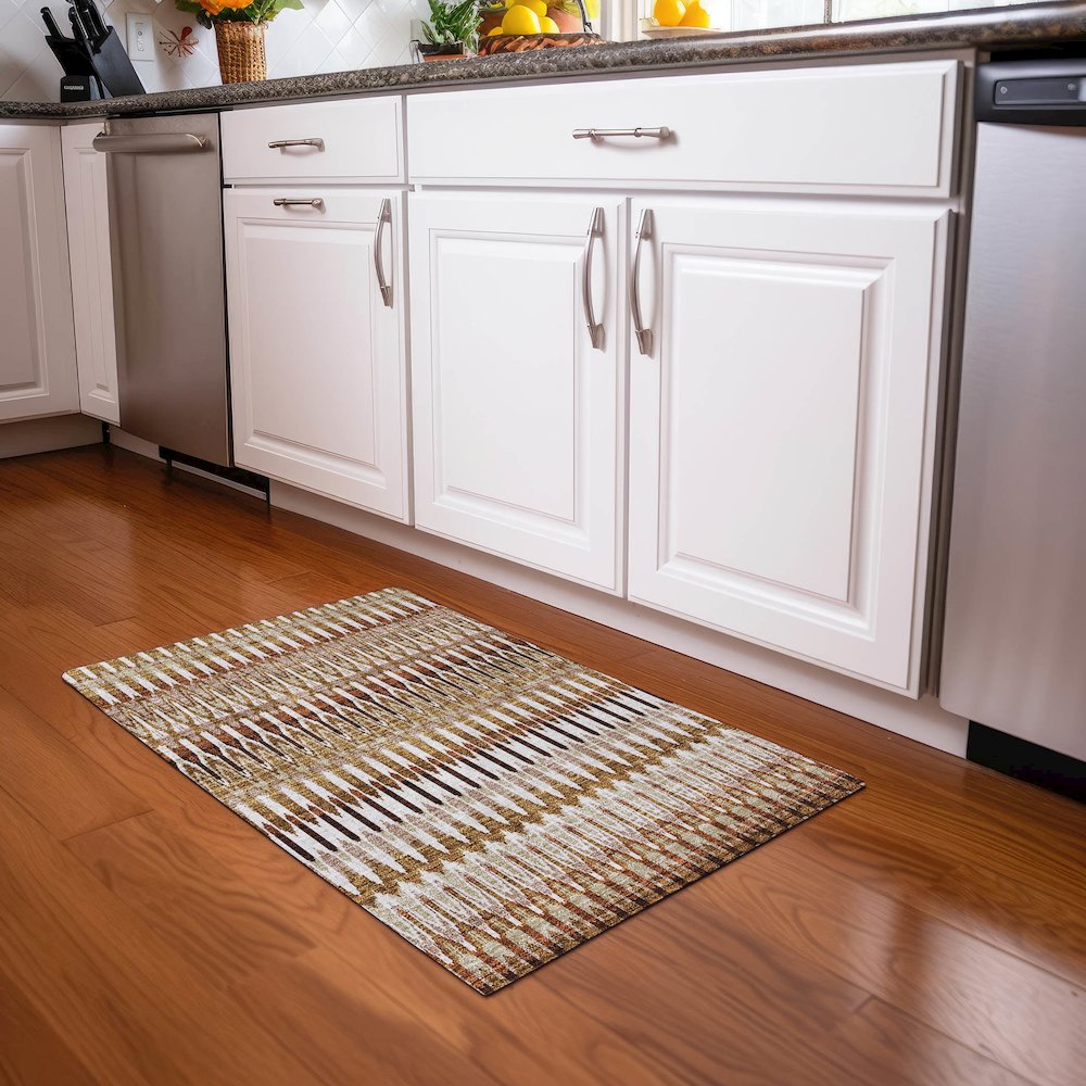 Premium Machine Washable Mayfield AMF860 Terracotta 1'8" x 2'6" Rug. Picture 5