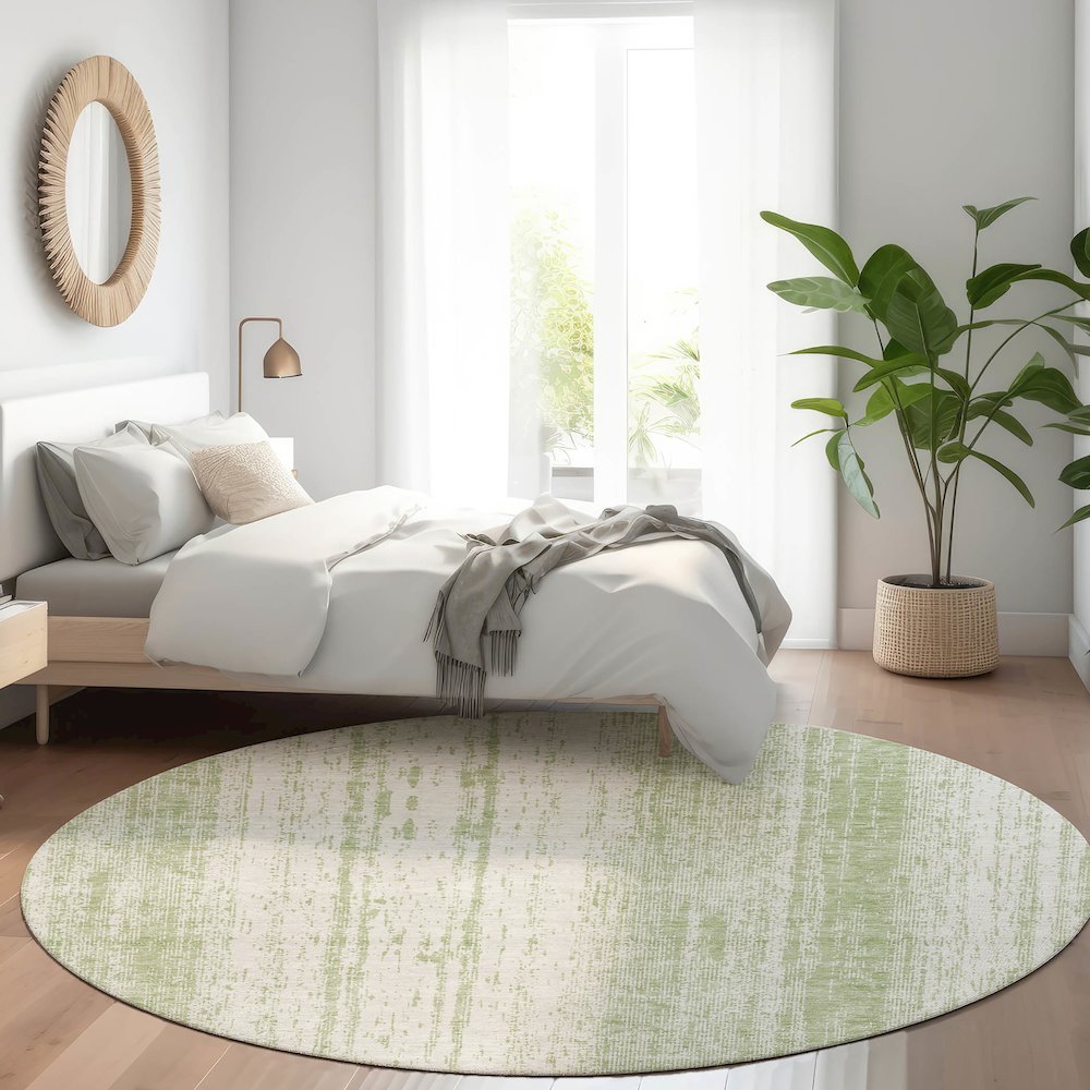 Premium Machine Washable Mayfield AMF861 Aloe 8' x 8' Round Rug. Picture 5