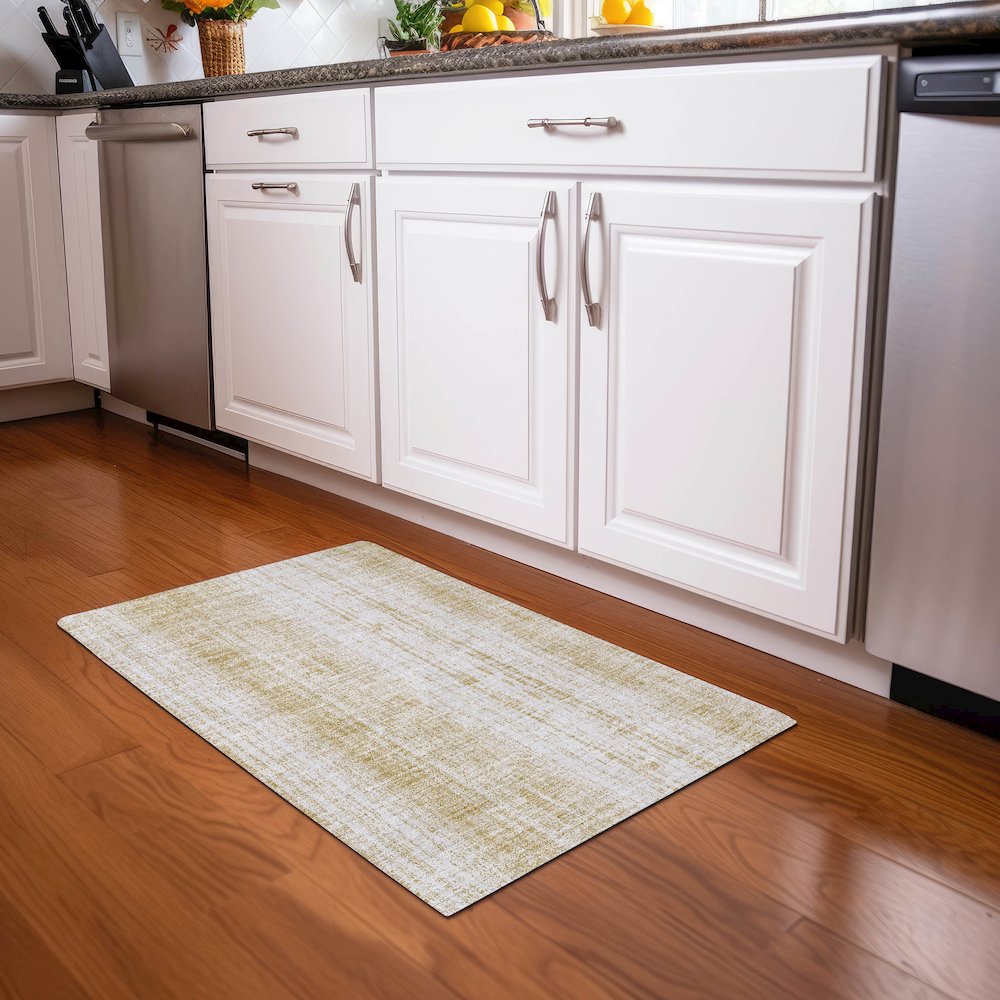 Premium Machine Washable Mayfield AMF861 Gold 1'8" x 2'6" Rug. Picture 5