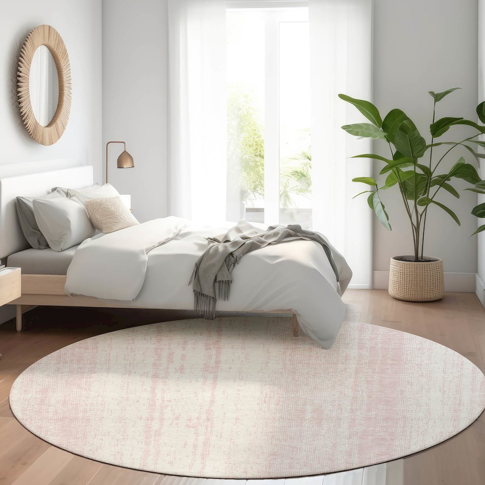 Premium Machine Washable Mayfield AMF861 Pink 8' x 8' Round Rug. Picture 5