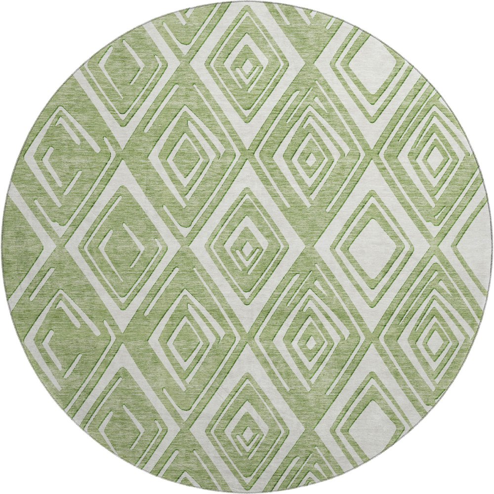 Premium Machine Washable Mayfield AMF862 Green 8' x 8' Round Rug. Picture 1