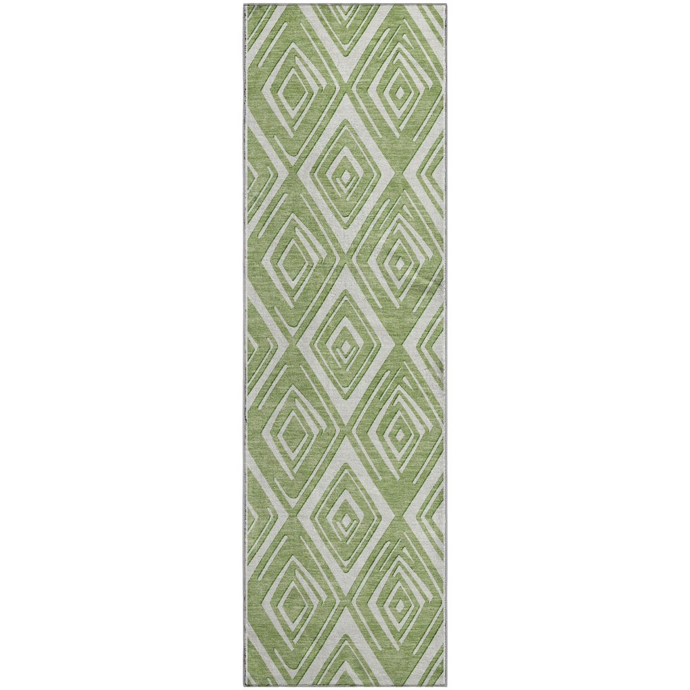 Premium Machine Washable Mayfield AMF862 Green 2'3" x 7'6" Runner Rug. Picture 1