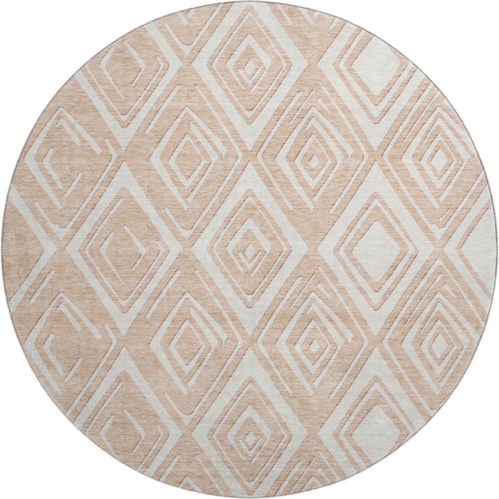 Premium Machine Washable Mayfield AMF862 Peach 8' x 8' Round Rug. Picture 1