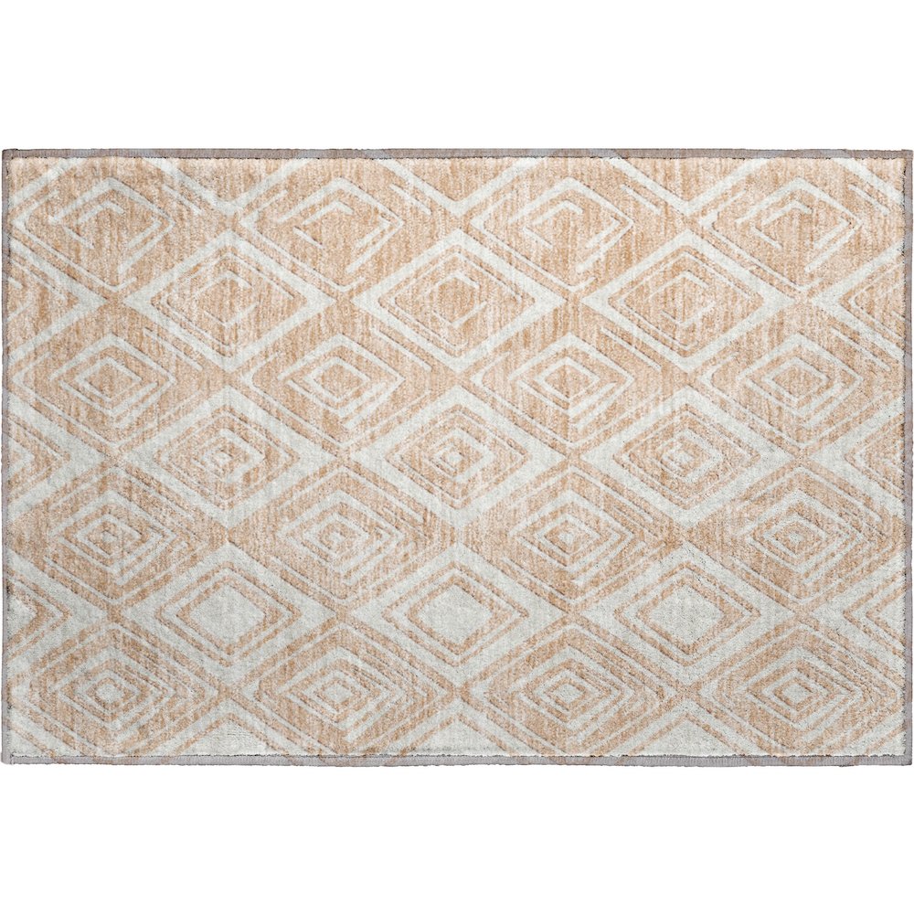 Premium Machine Washable Mayfield AMF862 Peach 1'8" x 2'6" Rug. Picture 1