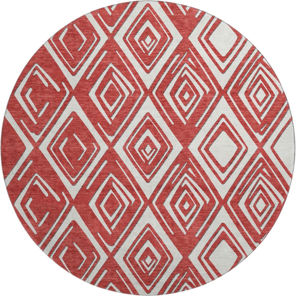 Premium Machine Washable Mayfield AMF862 Red 8' x 8' Round Rug. Picture 1