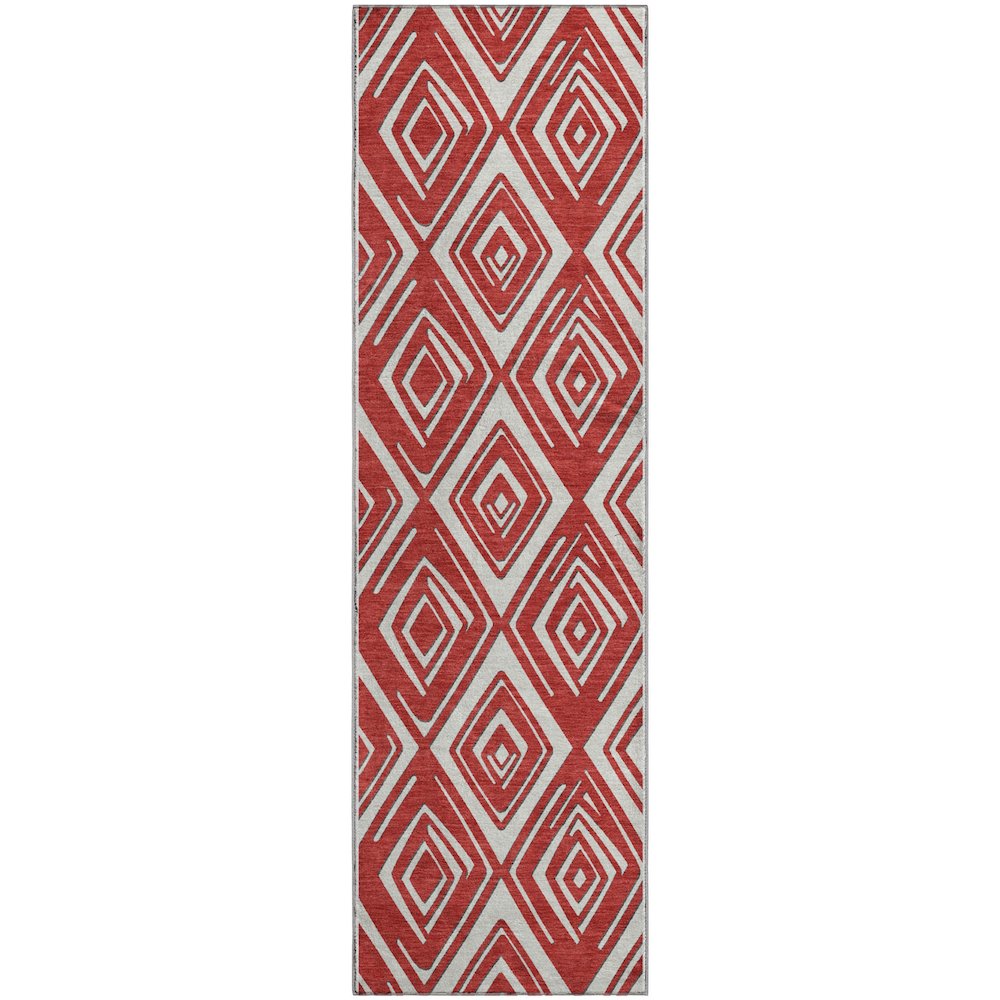 Premium Machine Washable Mayfield AMF862 Red 2'3" x 7'6" Runner Rug. Picture 1