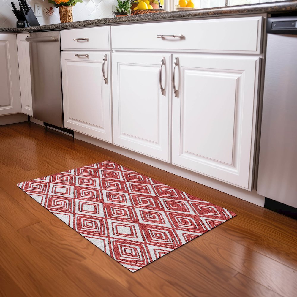 Premium Machine Washable Mayfield AMF862 Red 1'8" x 2'6" Rug. Picture 5