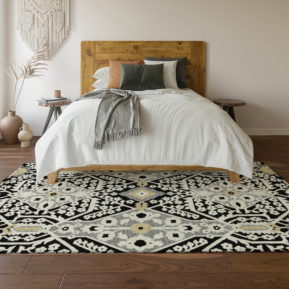 Premium Machine Washable Mayfield AMF863 Black 2'6" x 3'10" Rug. Picture 6