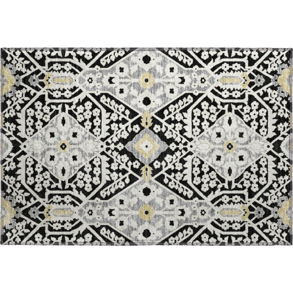 Premium Machine Washable Mayfield AMF863 Black 1'8" x 2'6" Rug. Picture 1
