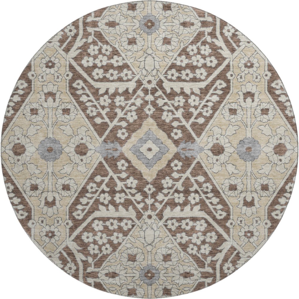 Premium Machine Washable Mayfield AMF863 Chocolate 8' x 8' Round Rug. Picture 1