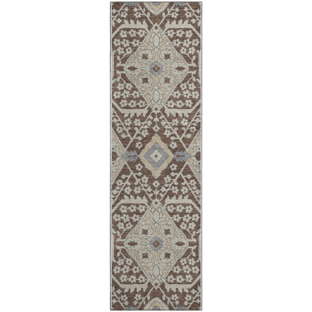 Premium Machine Washable Mayfield AMF863 Chocolate 2'3" x 7'6" Runner Rug. Picture 1