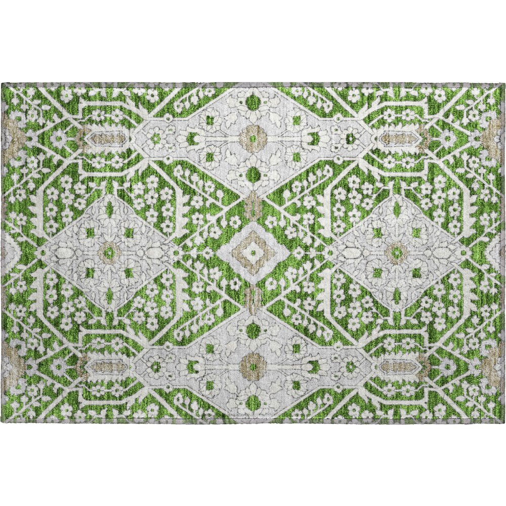 Premium Machine Washable Mayfield AMF863 Green 1'8" x 2'6" Rug. Picture 1